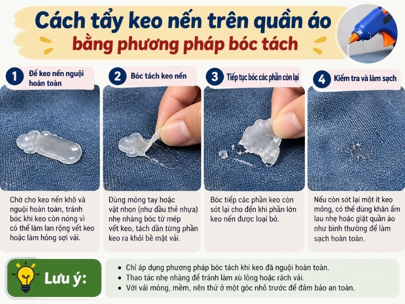 Cách tẩy keo nến trên quần áo bằng phương pháp bóc tách